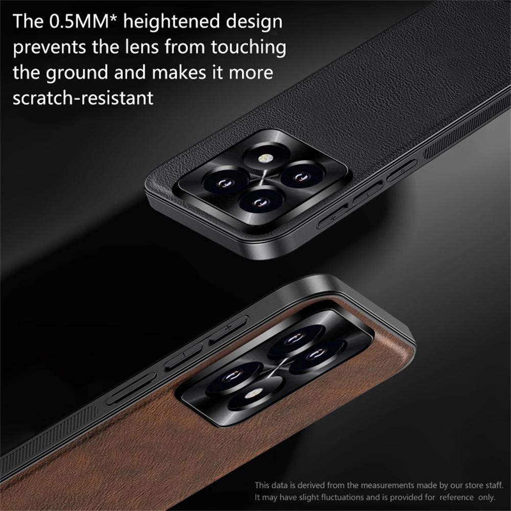 Pro pouzdro Xiaomi 14T Pro PU+TPU+PC Kryt zadní strany telefonu s kovovým rámečkem objektivu