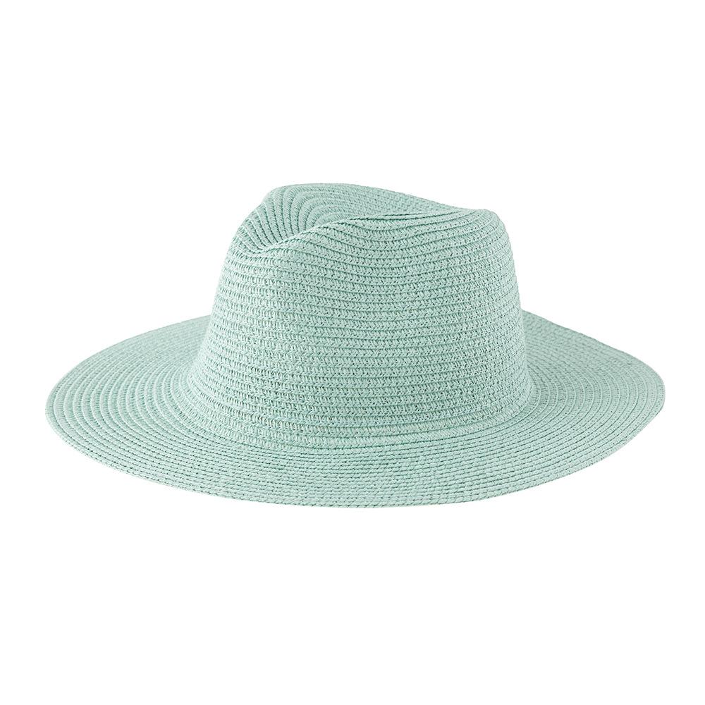 Straw Hat Solid Color Straw Top Hat Women, Seaside Beach Sunshade Sun Protection Panama Jazz Hat