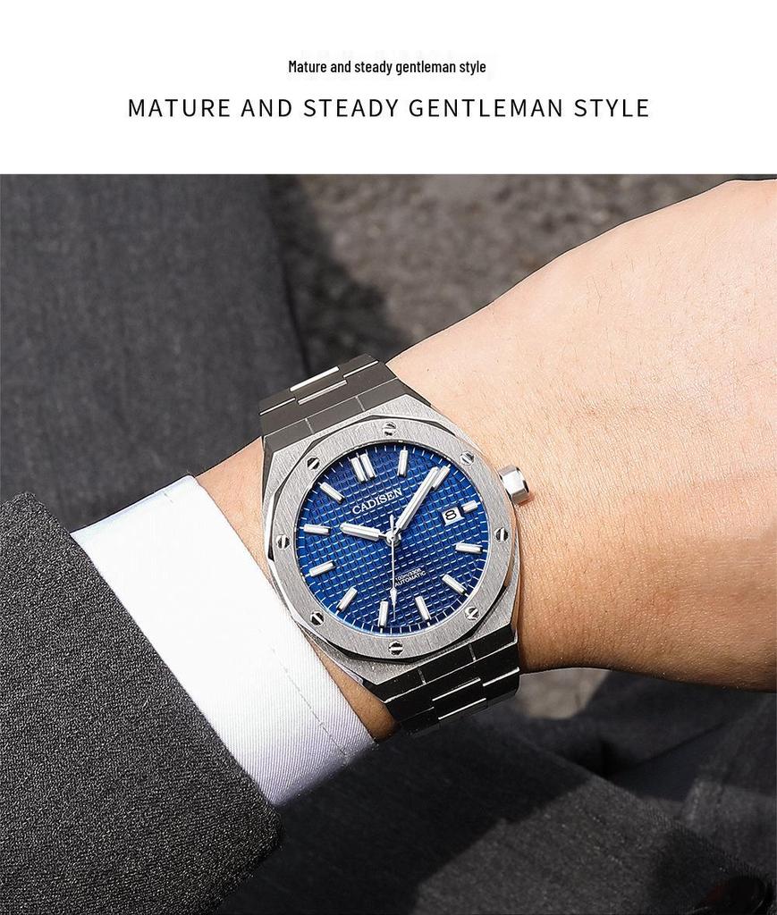 Kadisen Men's Mechanical Watch with Japanese NH35 Movement, Waterproof Steel Case, and Business Style