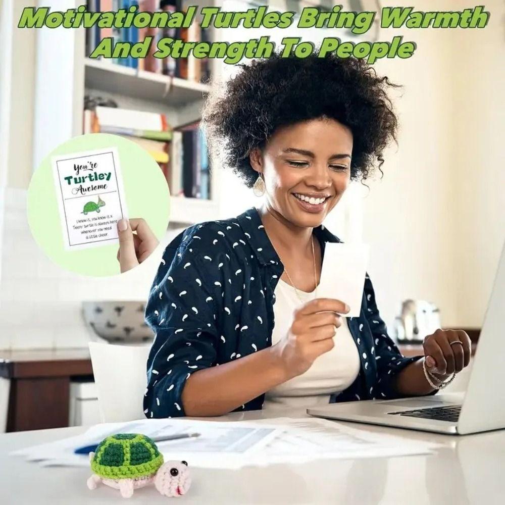 Neu Wärme Stärke zu Menschen bringen Schildkröten-Spielzeug Handgehäkelt Geburtstagsgeschenk Schildkröten-Schlüsselanhänger mit Karte Schildkröten-Taschenanhänger