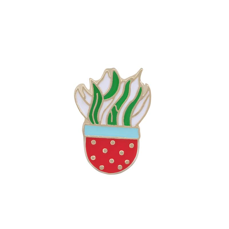 19 Styles Summer Cup Potted Design Enamel Brooches Mini Cactus Potted Plant Shaped Pins Women Girls Gardening Backpack Badge