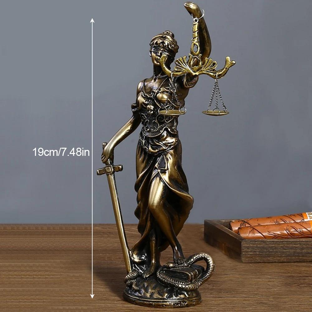 Lady Justice Sculpture Classic Themis Statue Scales of Justice Resin Ornament Perfect for Law Office Home Study Desk Decor