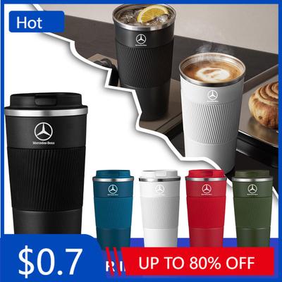 Car Sticker 500ml Stainless Steel Coffee Tumbler Thermos Cup Portable Travel Thermal Mug For Mercedes Benz B/C/E/S Class A Class