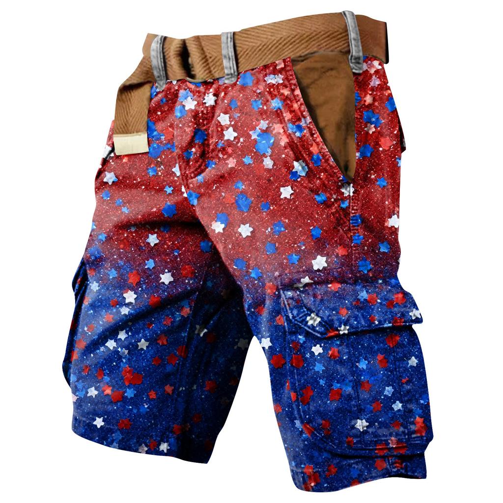 Herren Unabhängigkeitstag Bedruckte Mehrfach-Taschen Workwear Shorts
