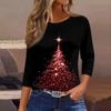 3/4 Length Sleeve Womens Tops Floral Print Vintage Fashion Casual Loose With Round Neck Plus Size Shirts