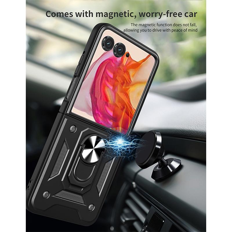 Kryt na telefon s posuvným krytem fotoaparátu pro Motorola Moto Razr 50 Ultra Nárazuvzdorný Vestavěný 360° stojánek