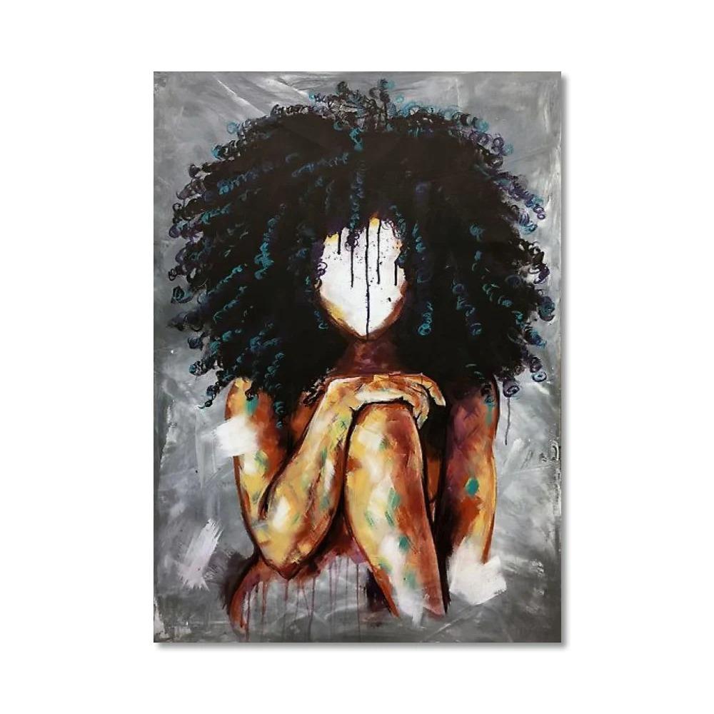 Black Woman With Crown Model Wall Art Poster Faceless Nordic Mural Modern Home Decor Canvas Pictures Prints Living Room Decorate