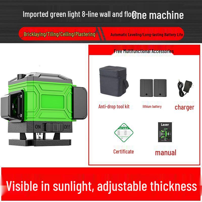 16-Line High-Precision Outdoor Green Laser Level with Strong Light and 12 Infrared Wall Stickers