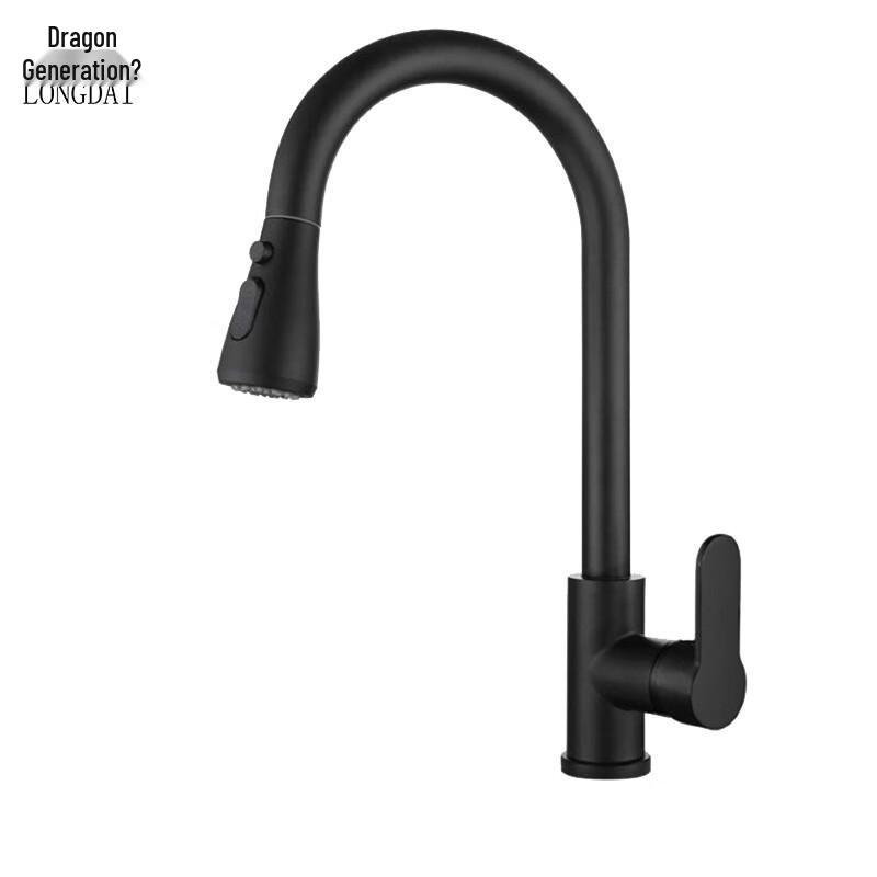 Longdai 304 Stainless Steel Black Pull-Out Kitchen Faucet