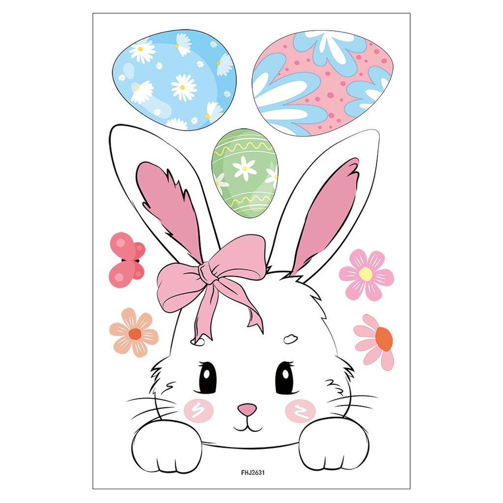 Easter Bunny with Eggs Static Cling Window Stickers for Glass Decoration 2026