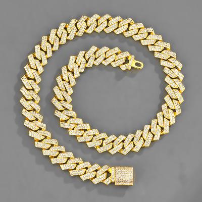 Collana a catena a maglie cubane con catena ghiacciata Hip Hop per uomo Colore oro argento Miami Curb Girocollo cubano Rapper Collane Gioielli Regalo