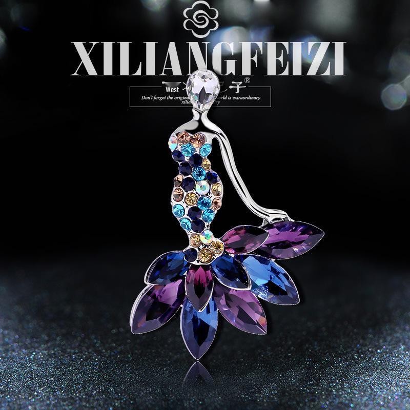 Bo Xin Yun Crystal Mermaid Rhinestone Brooch - Women s Outerwear Accessory Pin