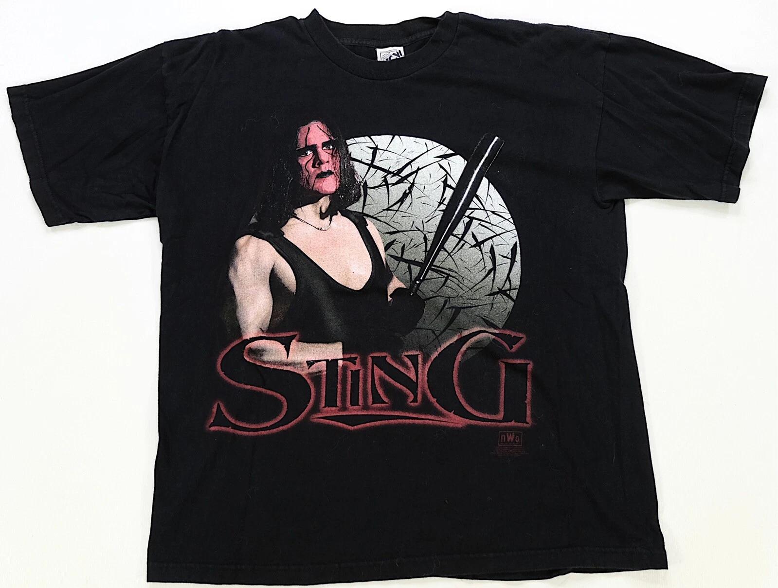 Rare VTG WCW Sting NWO Wrestler 1998 Baseball Bat T Shirt 90s Wrestling Black XL