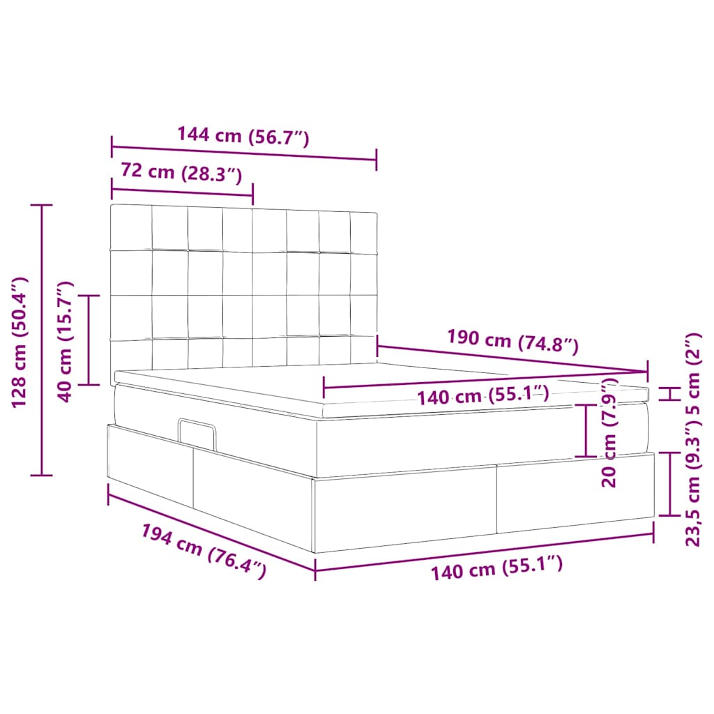 Storage Bed with Mattress Blue 140 X 190 Cm Polyester