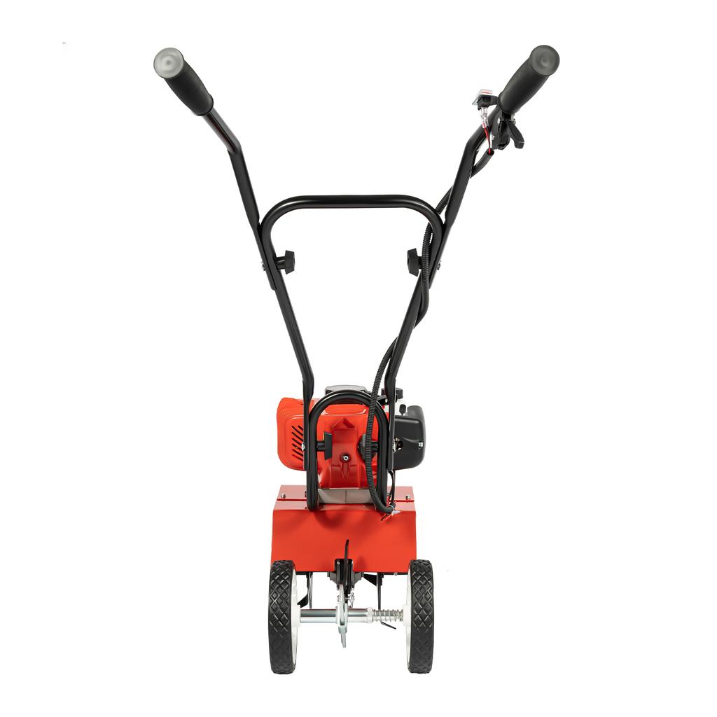 52cc 2-Stroke Gas Tiller, 1900W Cultivator w/ 4 Steel Blades, Handheld Pull-Start Tiller for Garden, Farm, Greenhouse Tilling