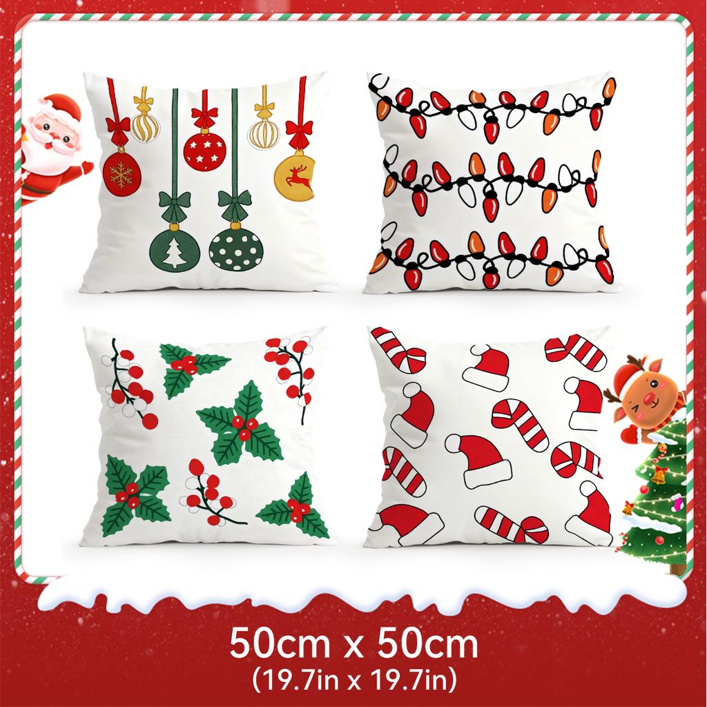 Christmas Themed Decor Pillowcase Printed Polyester 40/45/50Cm Throw Pillowcover Decorative Sofa Cushion Pillowslip Home Decor