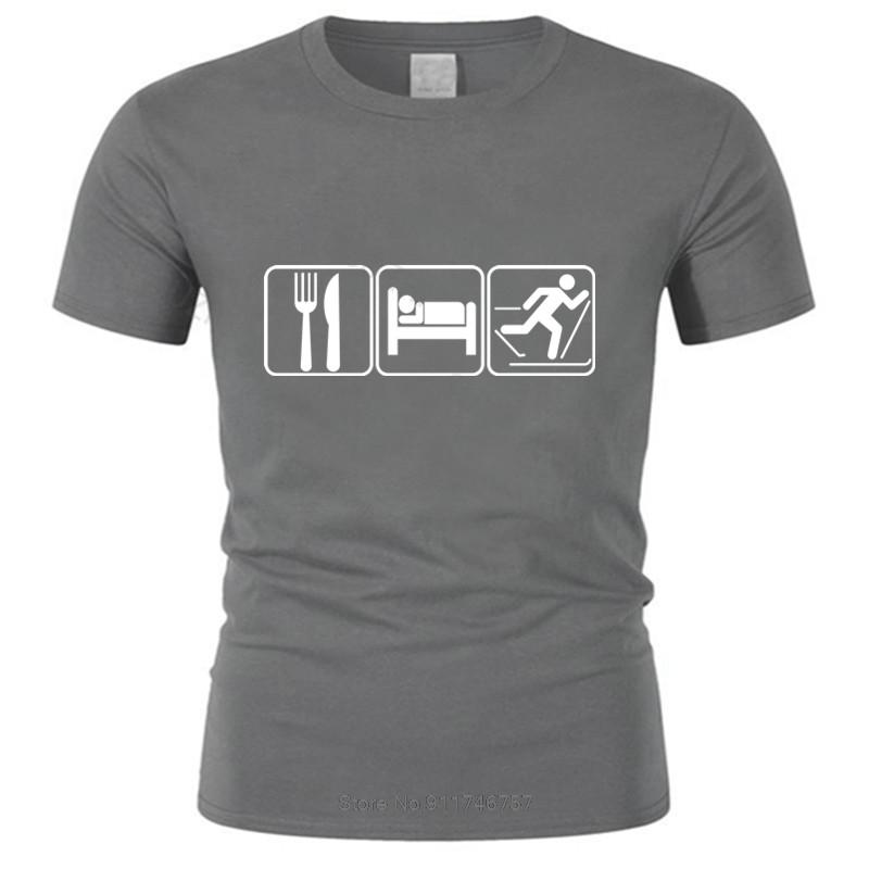 Summer Mens Eat Sleep Ski Tshirt Skiing Downhill -Country Xc T-Shirt Men Unisex T-shirt Teenagers Cool Tops Euro Size