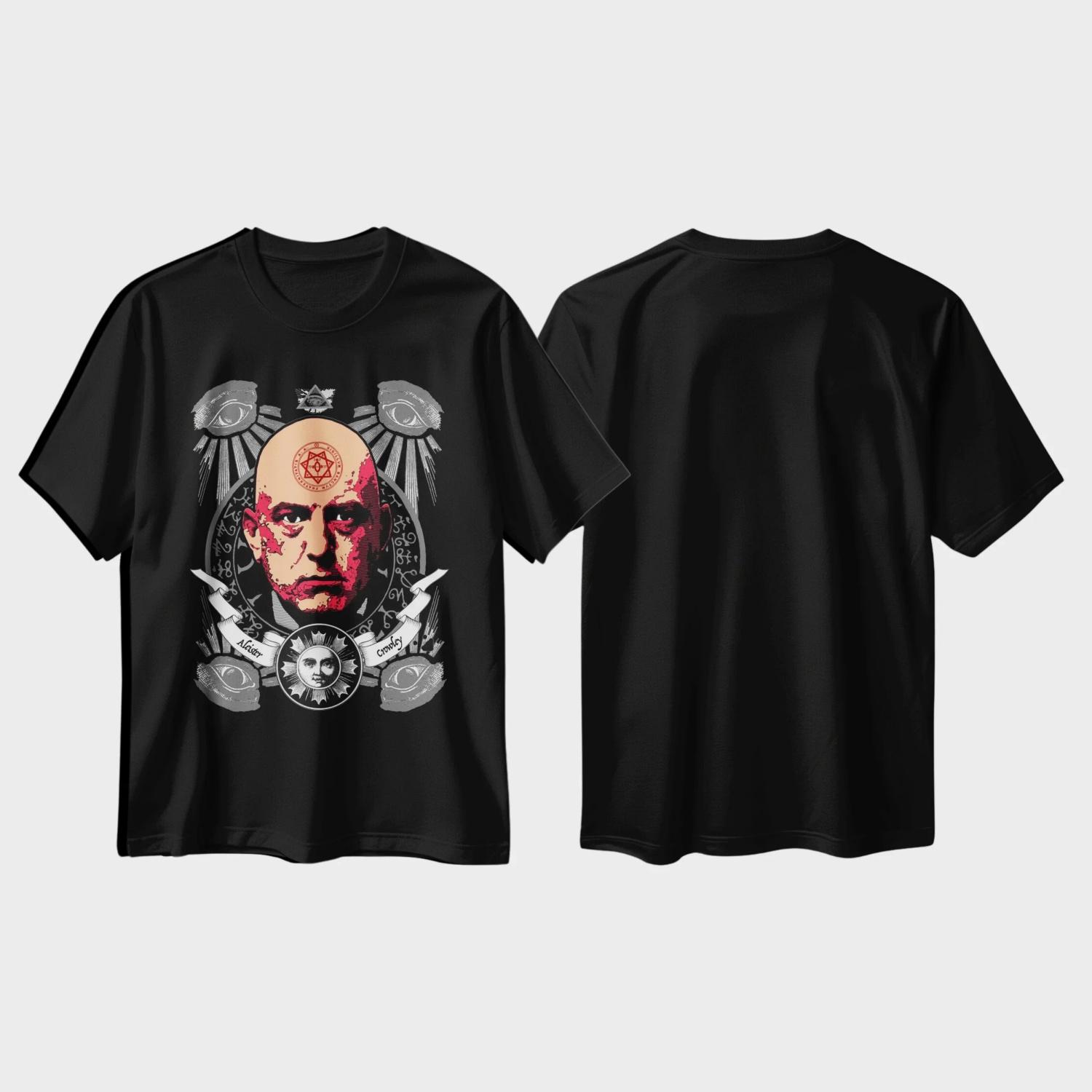 

Aleister Crowley T-Shirts cotton Vintage round neck Hip Hop Men Women Streetwear Tees Short Sleeve Harajuku Breathable S чёрный