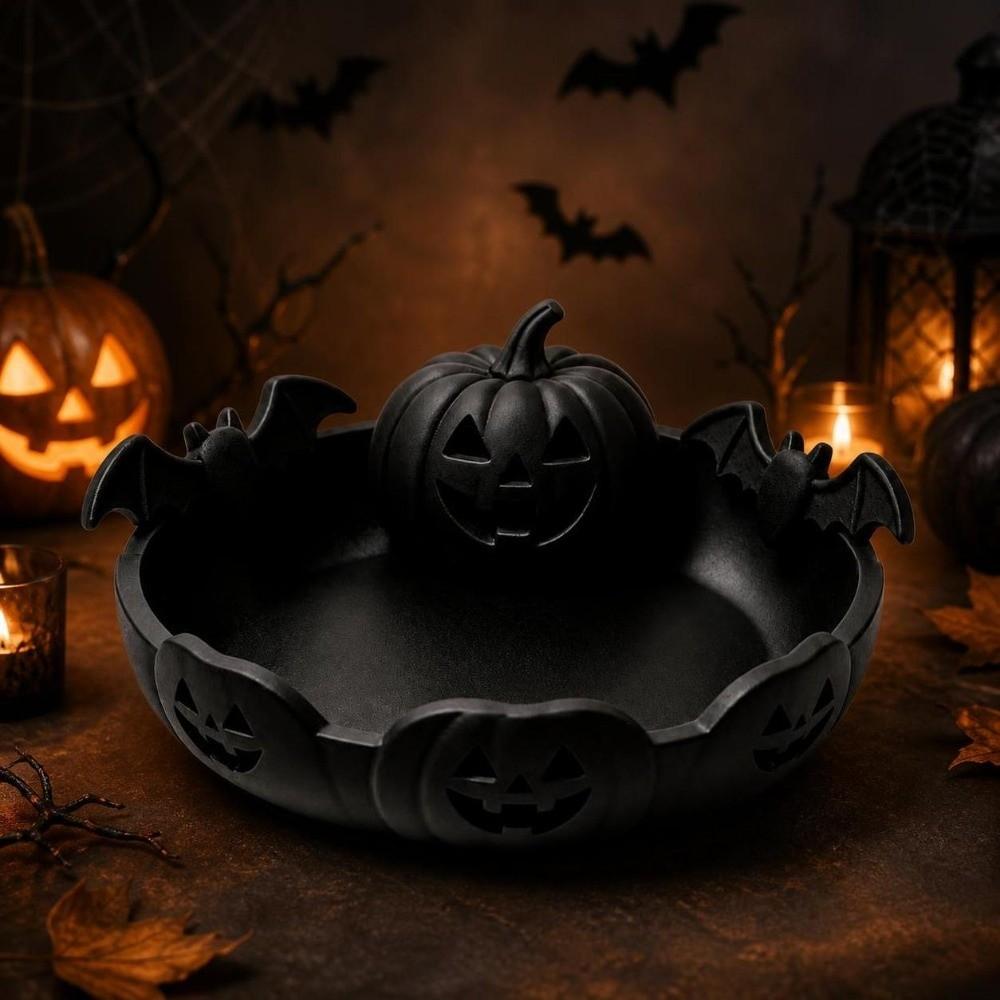 3D Printed Halloween Desk Ornament Gothic Style Bat Decoration Pumpkin Jewelry Tray Tabletop Decor