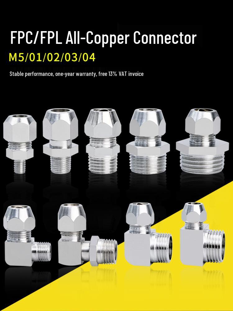 All-Copper Nickel-Plated Quick Connect FPC Card and Oil Tube Connector with Elbow Adapter FPC Straight