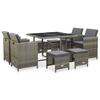 Garden Dining Furniture - VIDAXL - 9 Pieces - Grey Wicker Resin - Removable Cushions - Contemporary