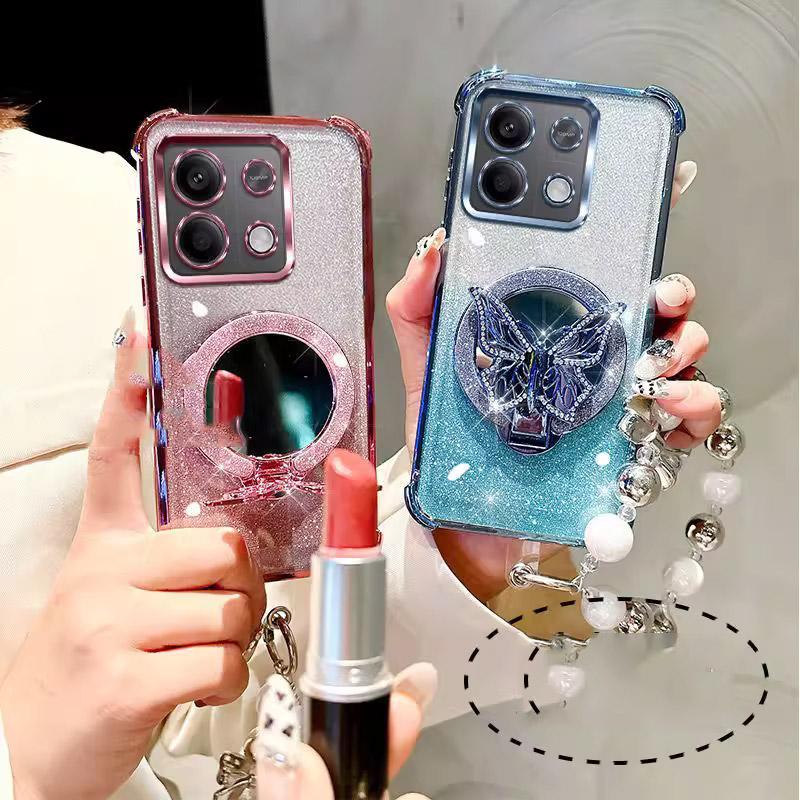 Mirror Shockproof Glitter Magnetic Case for Motorola MOTO Edge 60 50 Edge60 Fusion Pro Neo Butterfly Phone Holder bracelet Cover
