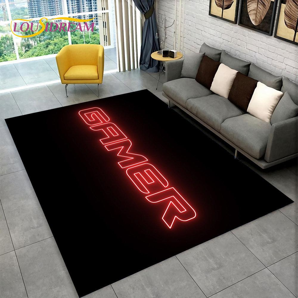 3D Cartoon Gamer Game Over Area Rug,Carpet Rug for Living Room Bedroom Sofa Playroom Doormat Decor,Kids Play Non-slip Floor Mat