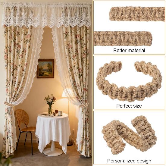 4Pcs Bohemian Braided Curtain Hooks Outdoor Curtain Tiebacks Curtain Ties Elegant Rustic Curtain Holdbacks Tie Backs Accessories Suitable for Home