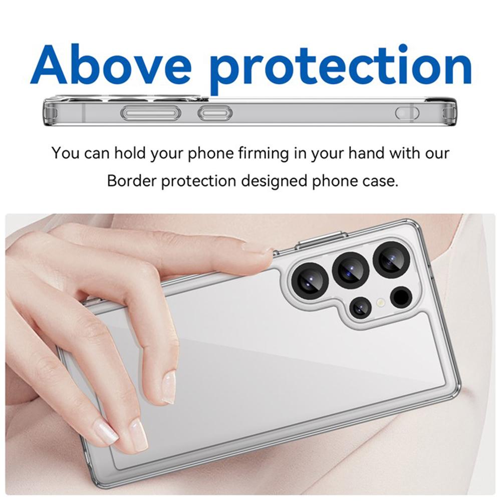 WANLONFENG MF2 Series For Samsung Galaxy S25 Ultra Case TPU Acrylic Clear Phone Cover with 2Pcs Tempered Glass Film