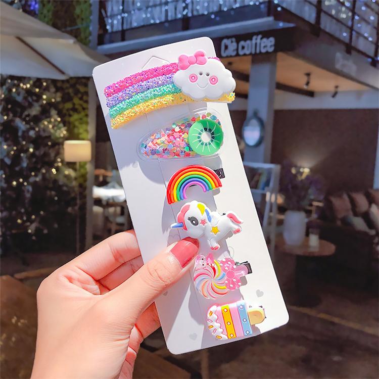 2022 Cute Design Hair Accessories Cartoon Hair Clip Hair Clip Set Kids Rainbow Hairclips for Kid Girls
