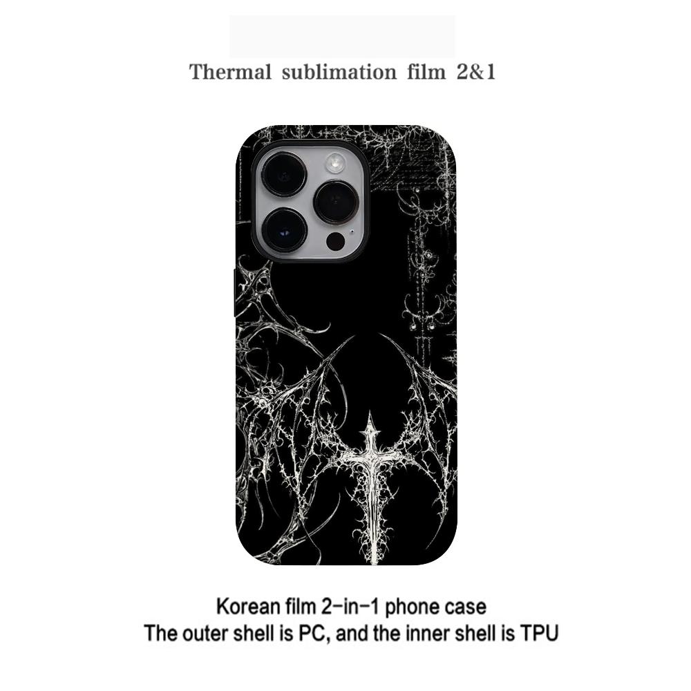 Funda de Teléfono con Diseño Gótico de Arte Oscuro Carcasa de Película Para iPhone 16e 16 15 14 13 12 11 Pro Max Plus XS
