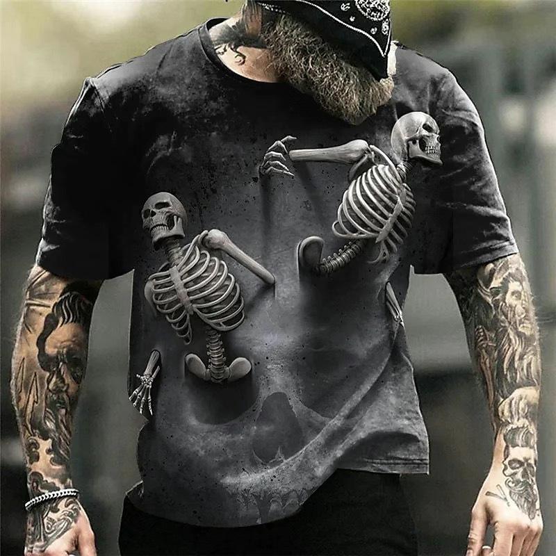 New 3D Printed Men's Round Neck Short Sleeved Casual T-shirt Men's Summer T-shirt