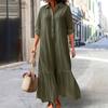 Fashion Long Irregular Dress Slarge Size Buttons Casual Ruffled Hem Loose Party A-line Dresses Lapel Solid Color Sweet Elegant Sweet Clothing