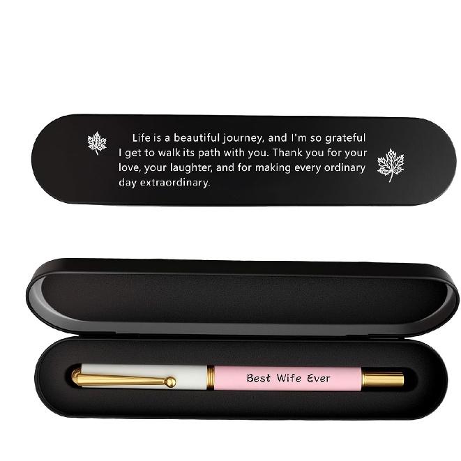 I Love You Wife Gift Pen - Best Wife Ever Engraved, Romantic Love Quote Gift, Anniversary Valentine s Day Present for Her