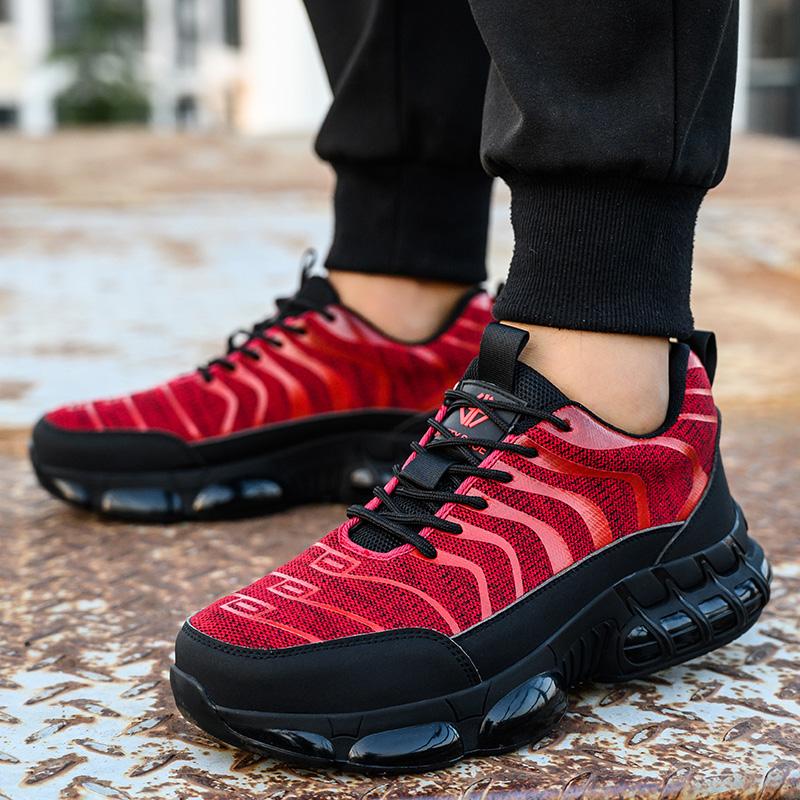 Fashion Air Cushion Safety Shoes Men Steel Toe Sneakers Woman Black Work Shoes Sneakers Security Protective Boots Indestructible Shoes