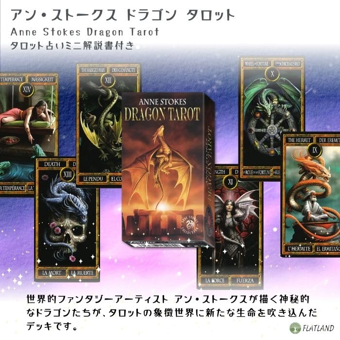 Anne Stokes Dragon Tarot, Tarot Reading Instructions, Japanese Instruction Manual Included, Authentic Tarot, 78 Cards