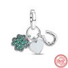 Four Leaf Clover Charms Fit Original Pantaro Bracelet For Woman DIY Zircon Making 925 Sterling copper  Green Series Beads Gifts