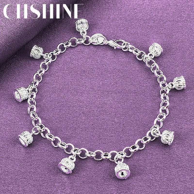 

CHSHINE Браслет-цепочка с шармом в виде короны из стерлингового серебра 925 пробы для женщин, леди, свадебная модная бижутерия 20cm