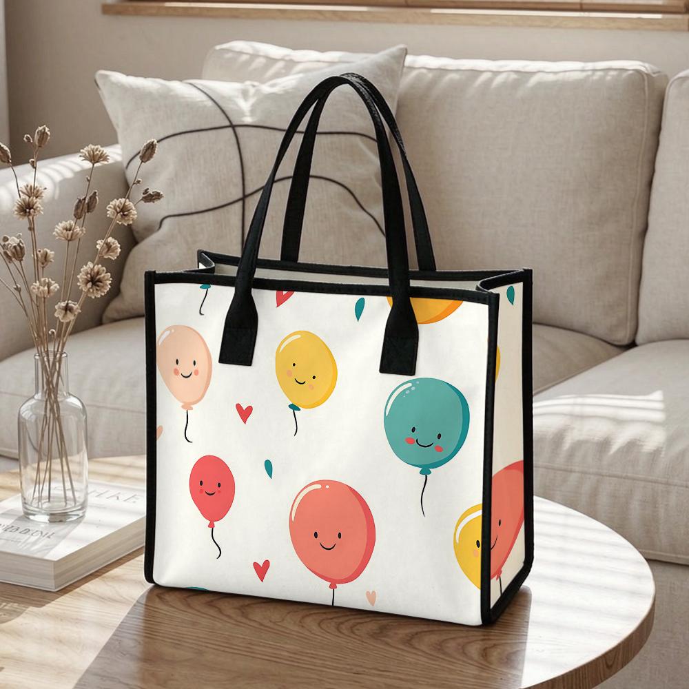 Cute Balloon Printed Tote Bag Fashion Casual Large Capacity Ladies Shopping Handbag