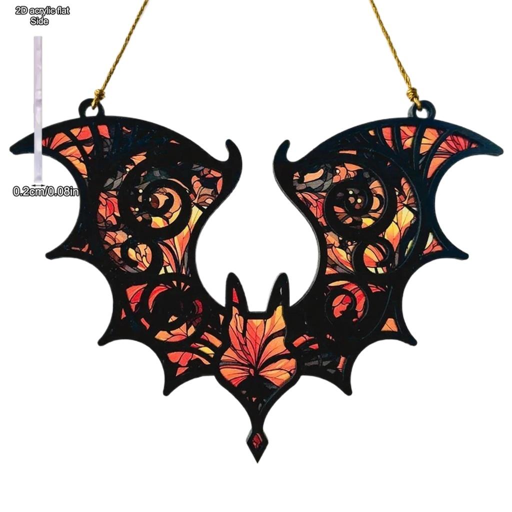 1 Stück Acryl-Fledermaus-Hängedekoration Buntglas-Effekt Gotisch Halloween Fensterdekoration Bunter Sonnensammler, Vier Jahreszeiten Dekoration