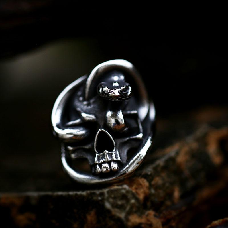 BEIER 2022 New Design Stainless Steel Skull Snake Ring Punk Gothic Biker Jewelry For Men Wholesale Gift Dropshipping