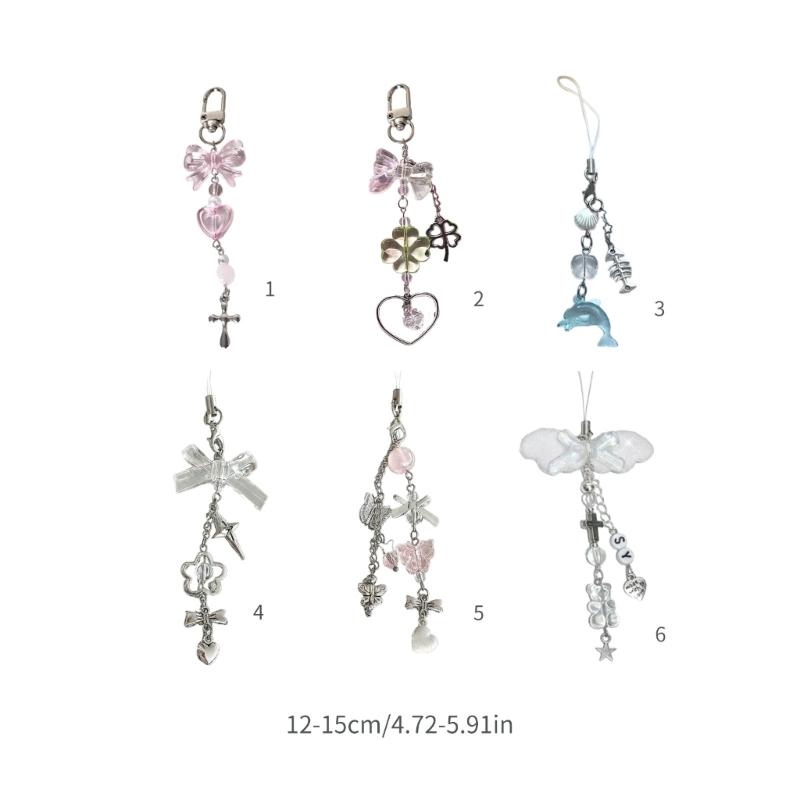 Portachiavi con Perline in Lega Acrilica Elegante Ciondolo per Telefono per Donne Ragazze Portachiavi Elegante Regalo Accessorio alla Moda per Borsa