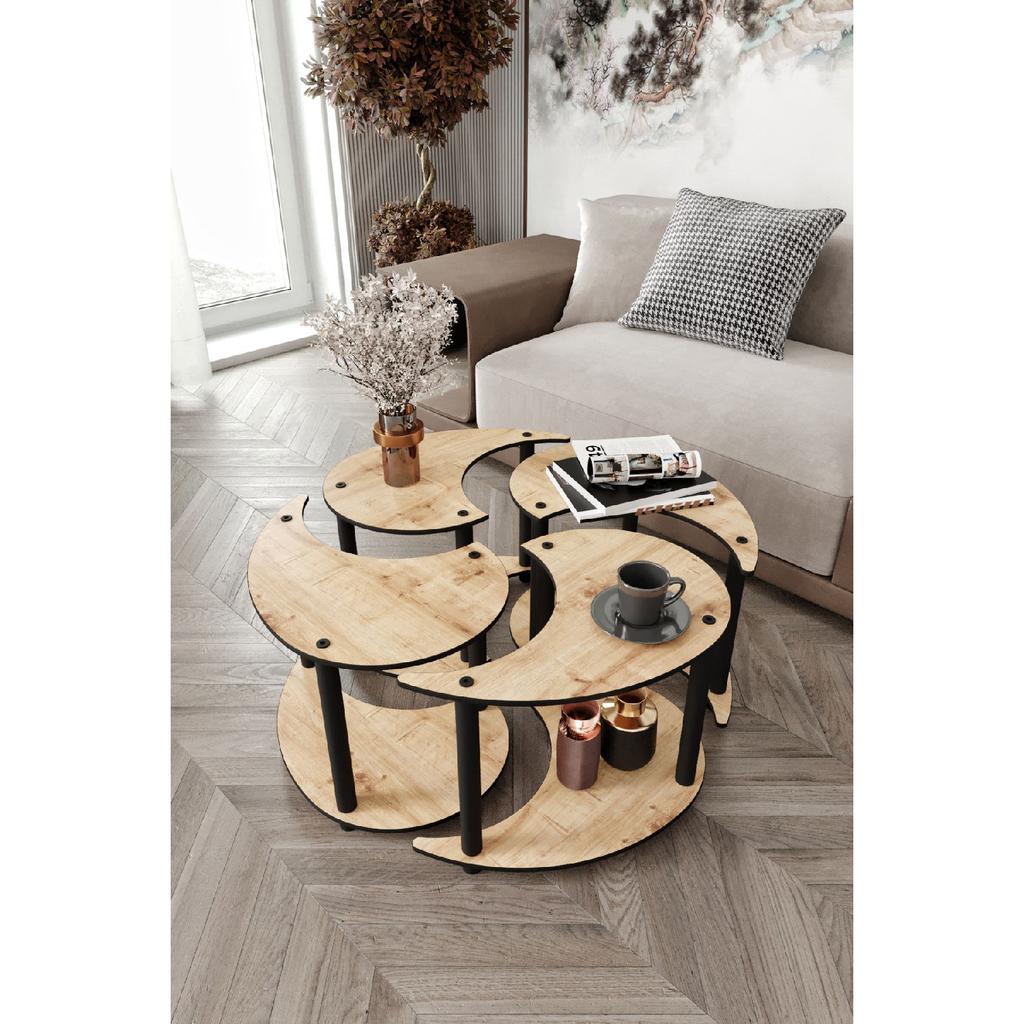 Yin Yang Unity Serenity Coffee Table Set of 4 Oak 70 Cm