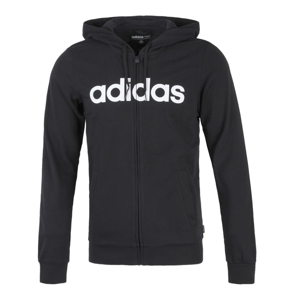 

Adidas Neo Base Series Logo Hooded Zip Training Jacket Men Jacket Black CD3182 L