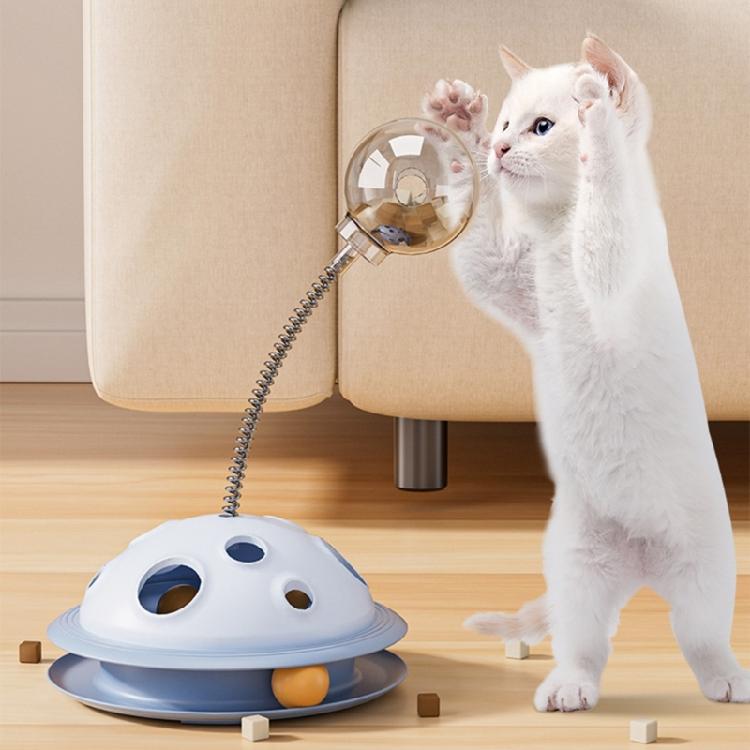 Interactive Cats Toy Slow Feeder with Teasing Track Balls Base Table Tennis