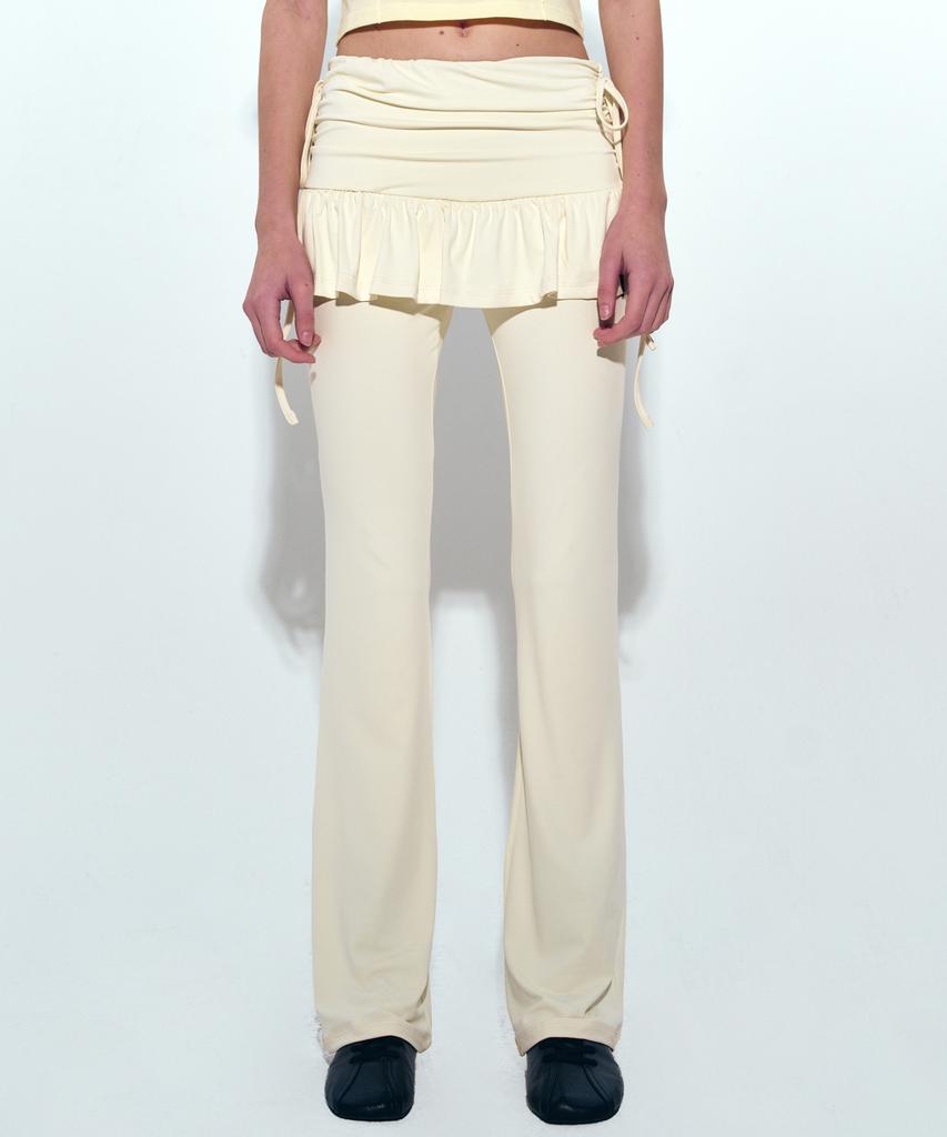 Nigaennikol Layered Ruffle Skirt Pants_Cream
