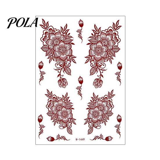 Henna Tattoo Stickers, Red Brown Waterproof Lace Temporary Tattoos, Indian Mehndi Body Art for Hands Feet, Festival Makeup