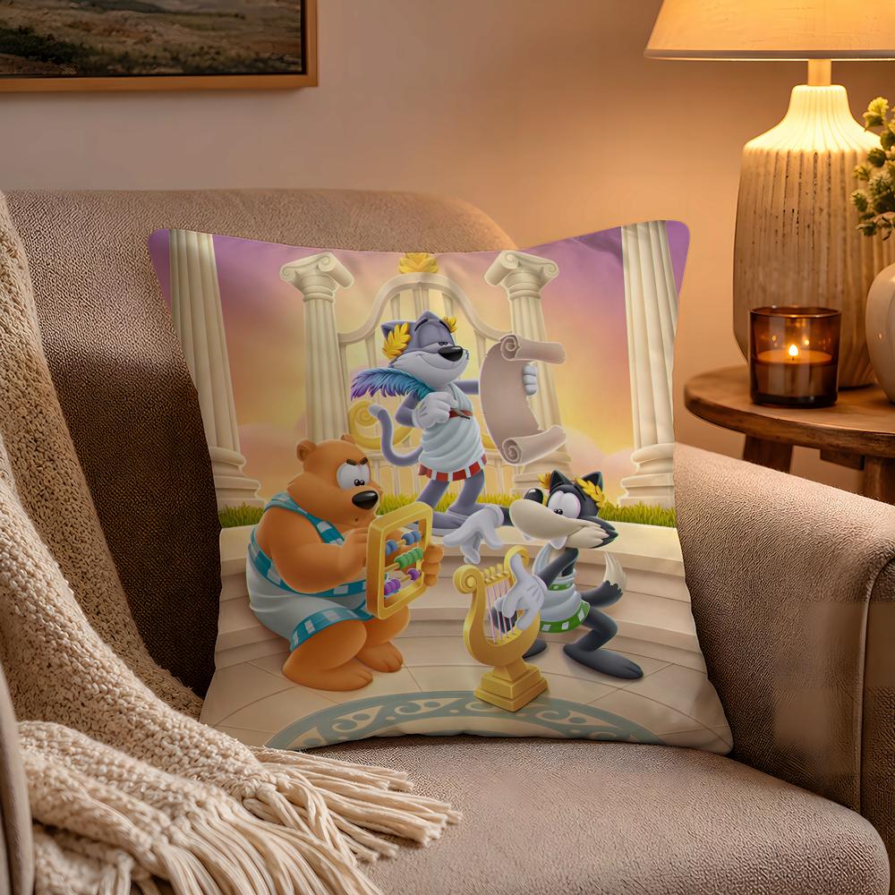 Kwaii Anime Ttoon Bblast Pillow Case Soft Plush Cushion Cover Double Print and Invisible Zipper for Sofa Home Car Use
