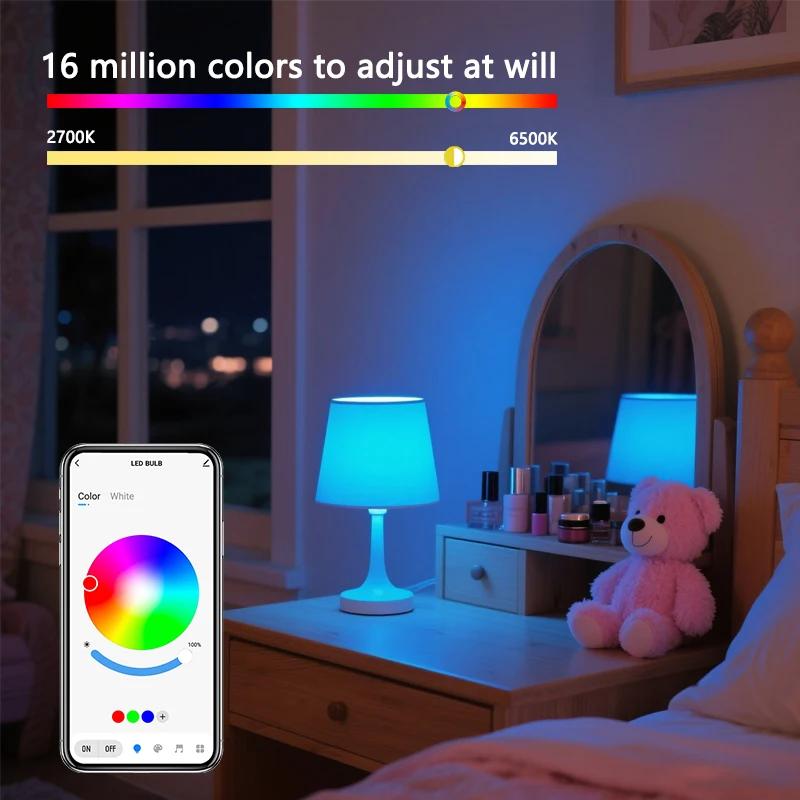 Tuya Bluetooth Smart LED Bulb Dimmable E27/B22 Bulb G80 RGBCW Color Changing Light Intelligent Life APP Group Control Timing