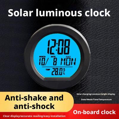 Car Solar Car Clock Decoration Thermometer Table High Led Car Precision Accessories Intelligent Luminous S6S1